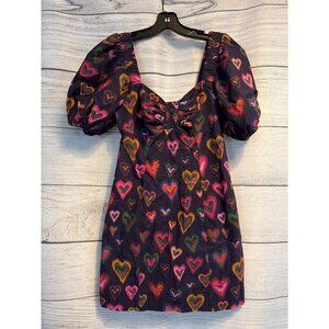 Farm Rio Puff Sleeve Heart Print Dress Size P
